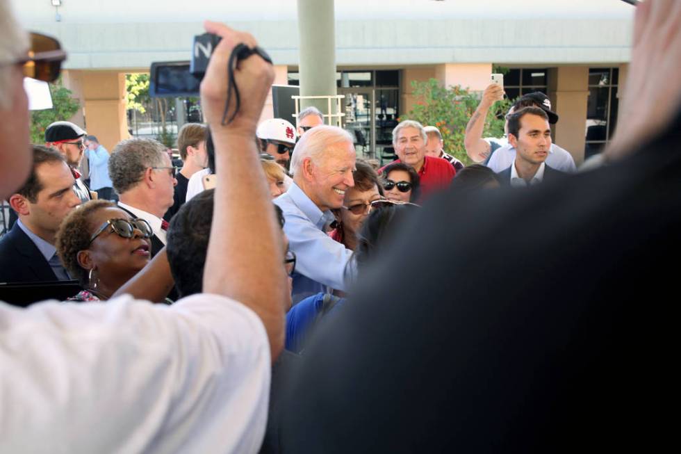 Democratic presidential candidate former Vice President Joe Biden meets supporters at the East ...