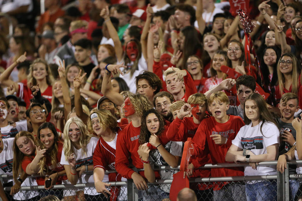Arbor View students during a football game against Centennial at Arbor View High School in Las ...