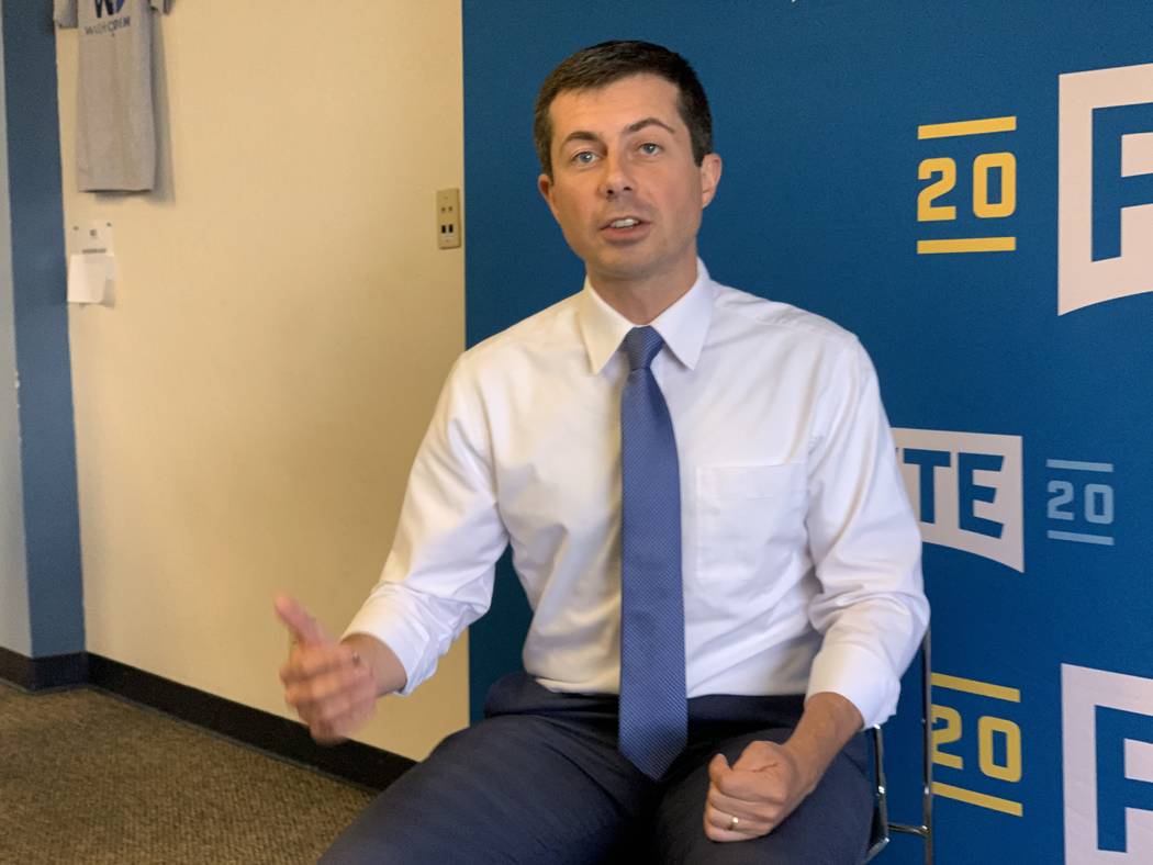 Democratic presidential candidate Pete Buttigieg spoke to the Review-Journal on his first campa ...
