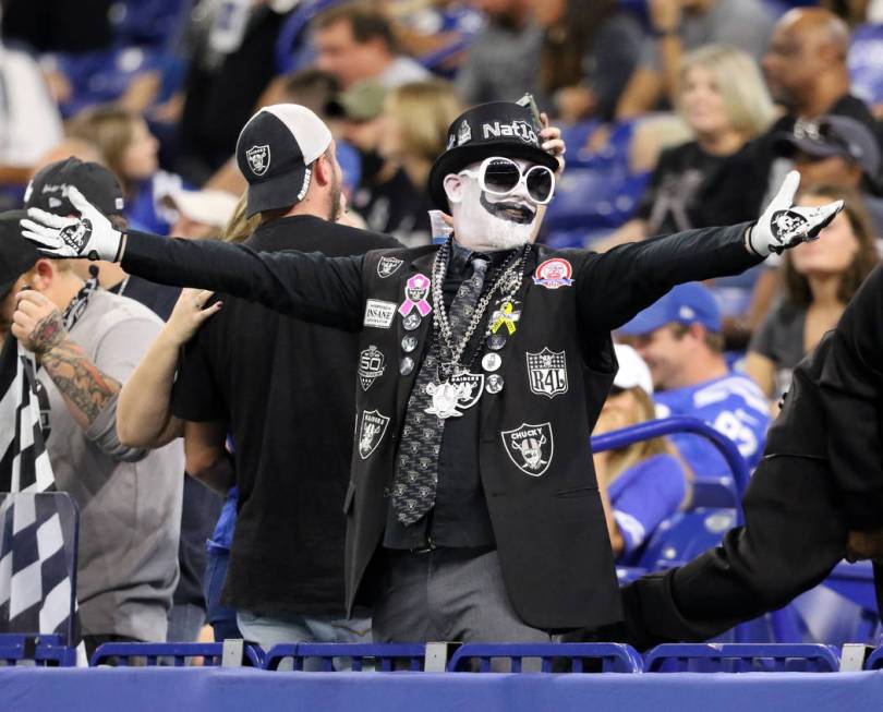 An Oakland Raiders fan during the fourth quarter of an NFL game against the Indianapolis Colts ...