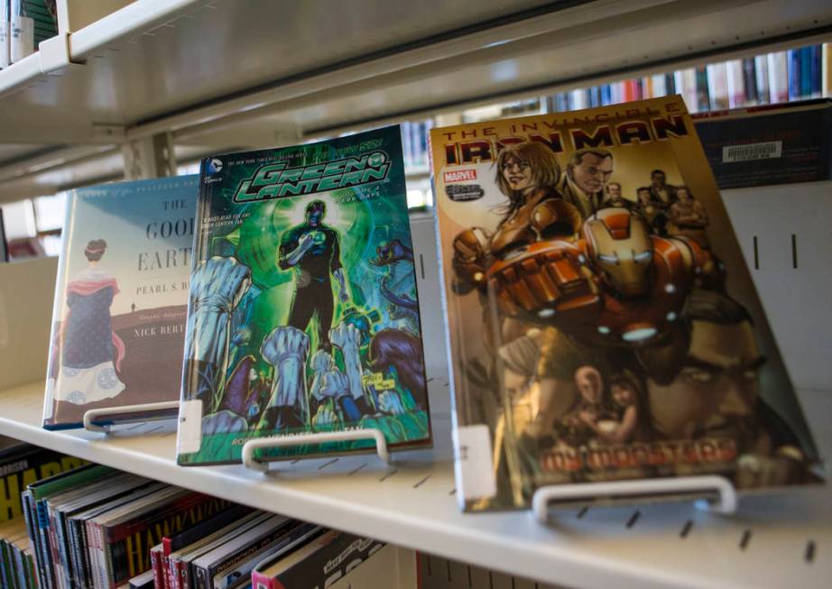 Graphic novels available at Windmill Library in Las Vegas on Wednesday, July 25, 2018. Chase St ...