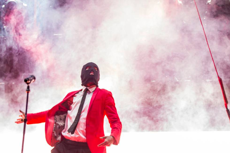 Tyler Joseph of Twenty One Pilots performs at the Mandalay Bay Events Center in Las Vegas on Sa ...