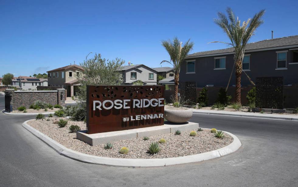 Lennar's Rose Ridge subdivision in Henderson, Wednesday, Aug. 21, 2019. (Erik Verduzco / Las Ve ...