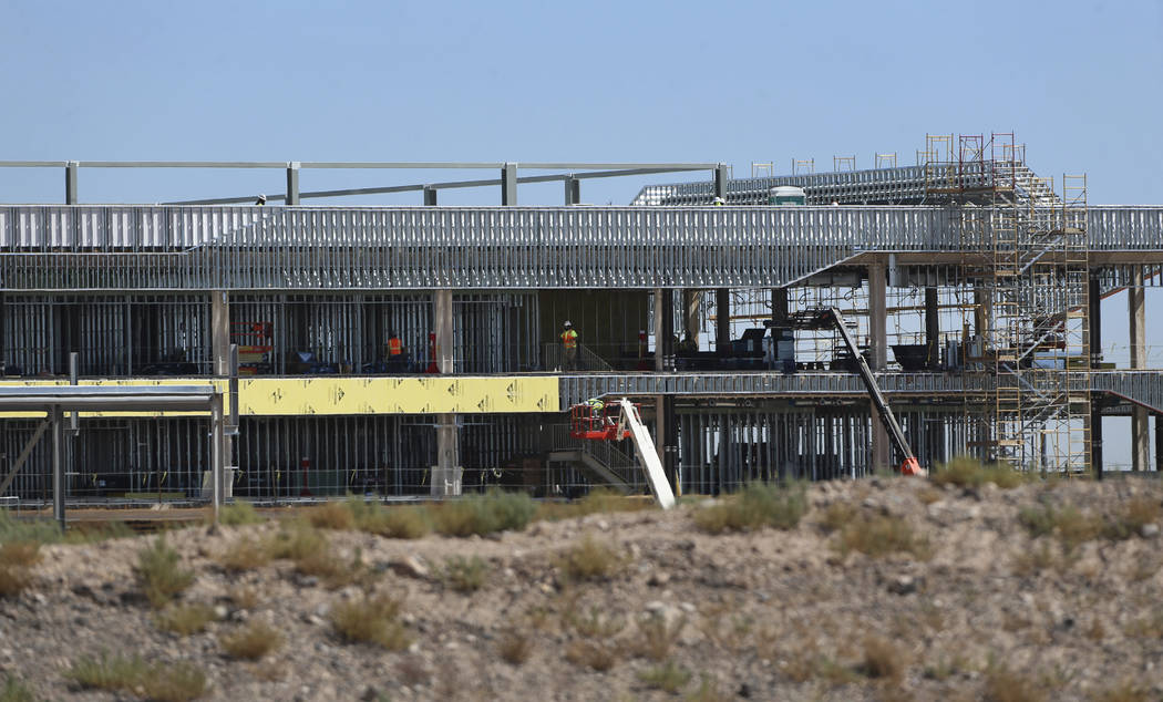 Construction at the Raiders practice facility in Henderson, Wednesday, Aug. 21, 2019. (Erik Ver ...