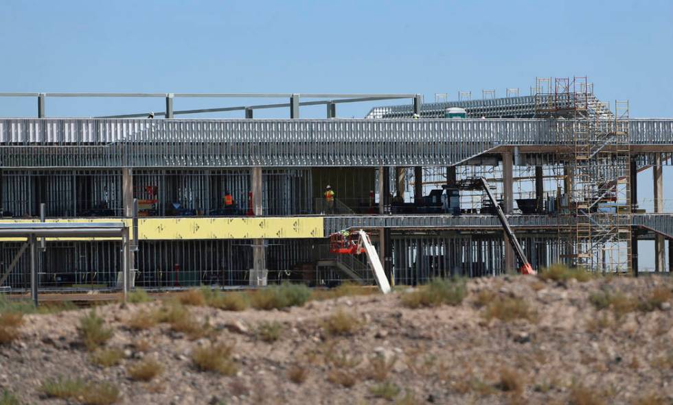 Construction at the Raiders practice facility in Henderson, Wednesday, Aug. 21, 2019. (Erik Ver ...