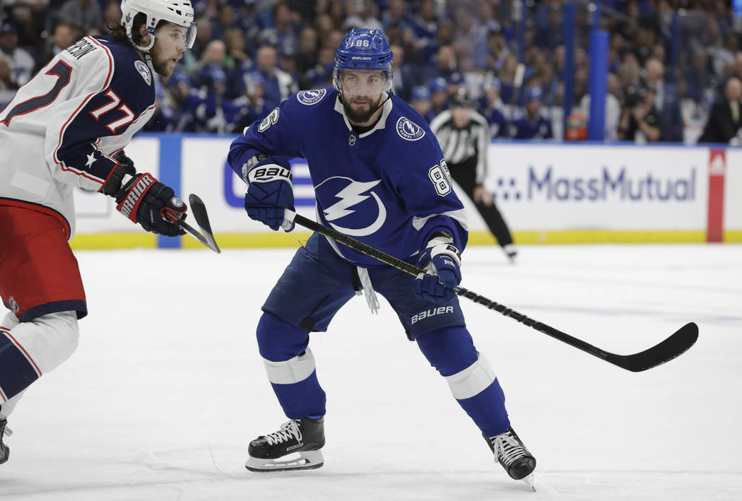 Tampa Bay Lightning right wing Nikita Kucherov (86) during the second period of Game 2 of an NH ...