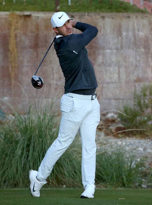 Brooks Koepka hits on the 11th tee during the Shriners Hospitals for Children Open Pro-Am at TP ...