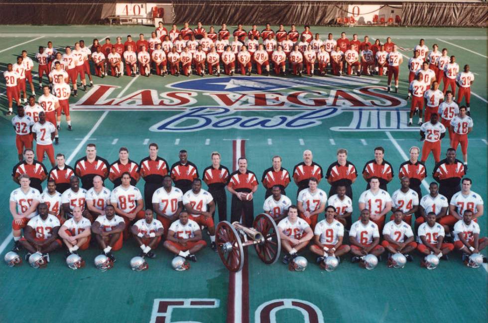 UNLV's team photo from the 1994 Las Vegas Bowl. The Rebels would beat Central Michigan 52-24. P ...