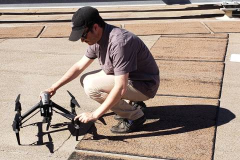 Las Vegas resident Trace Dantzig positions a drone in March 2019 during filming for CBS’ “T ...