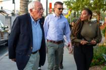 Democratic presidential candidate Sen. Bernie Sanders arrives for a visit the to the Las Vegas ...