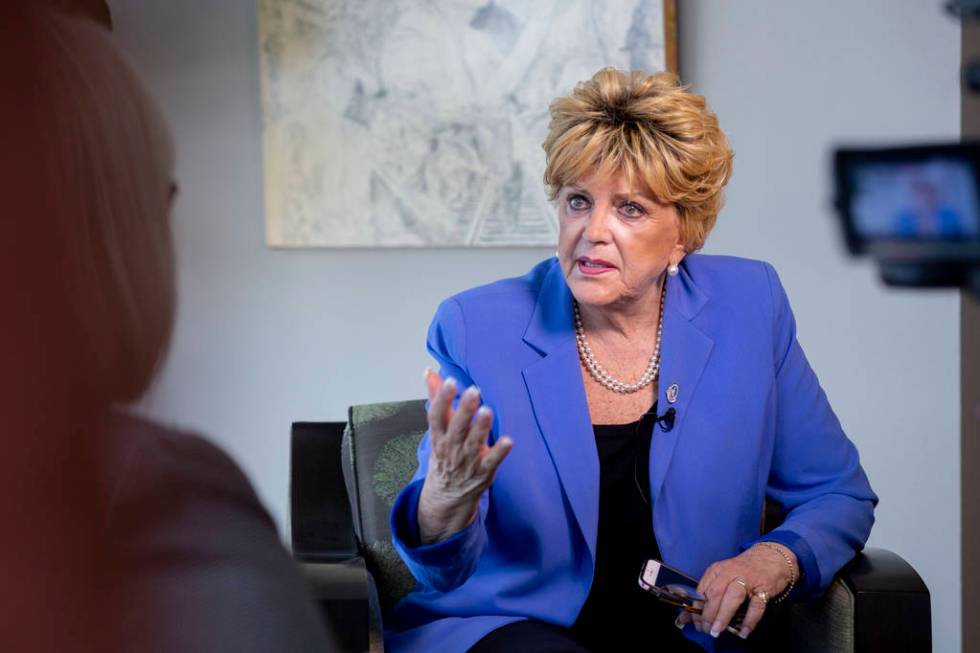 Mayor Carolyn Goodman discusses her recent and past cancer journey at Las Vegas City Hall, Sept ...