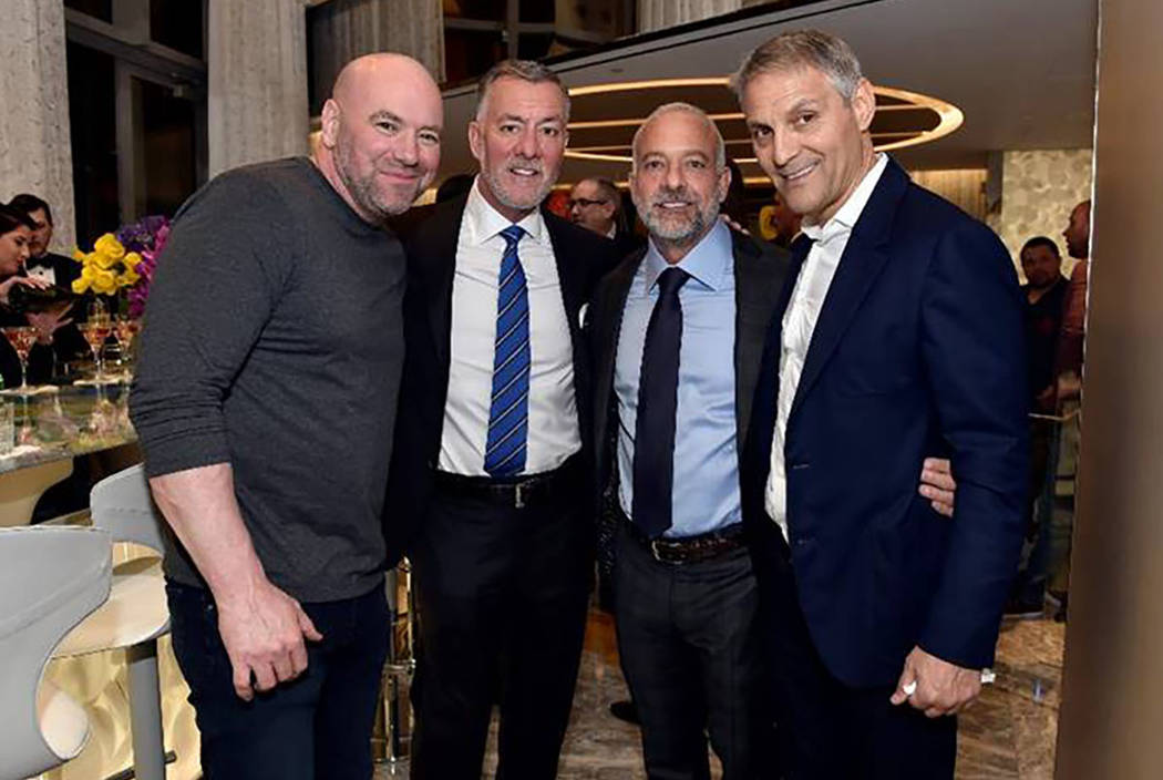 Dana White, Frank Fertitta III, Lorenzo Fertitta and Ari Emanual are shown at Empathy Suite's o ...