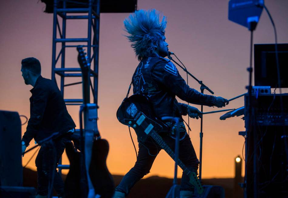 Zack Gray performs during the RiSE festival on Sunday, Oct. 6, 2019, near Jean, Nev. (Benjamin ...