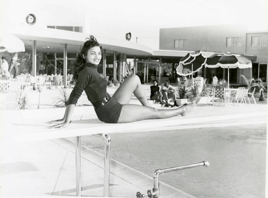 An undated photo of a showgirl at the Moulin Rouge. (UNLV Libraries Special Collections & Archives)