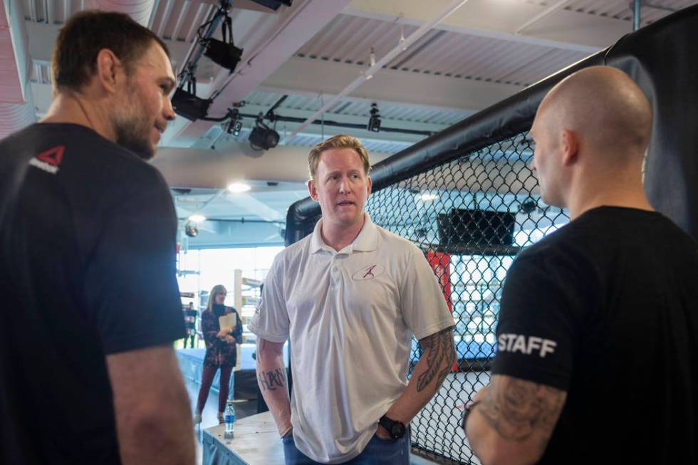 UFC Hall of Famer Forrest Griffin, left, former SEAL Team Six leader Rob O'Neill, center, and V ...