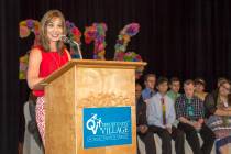 Beth Fisher, morning anchor on Channel 13 Action News, speaks during the Job Discovery Program ...