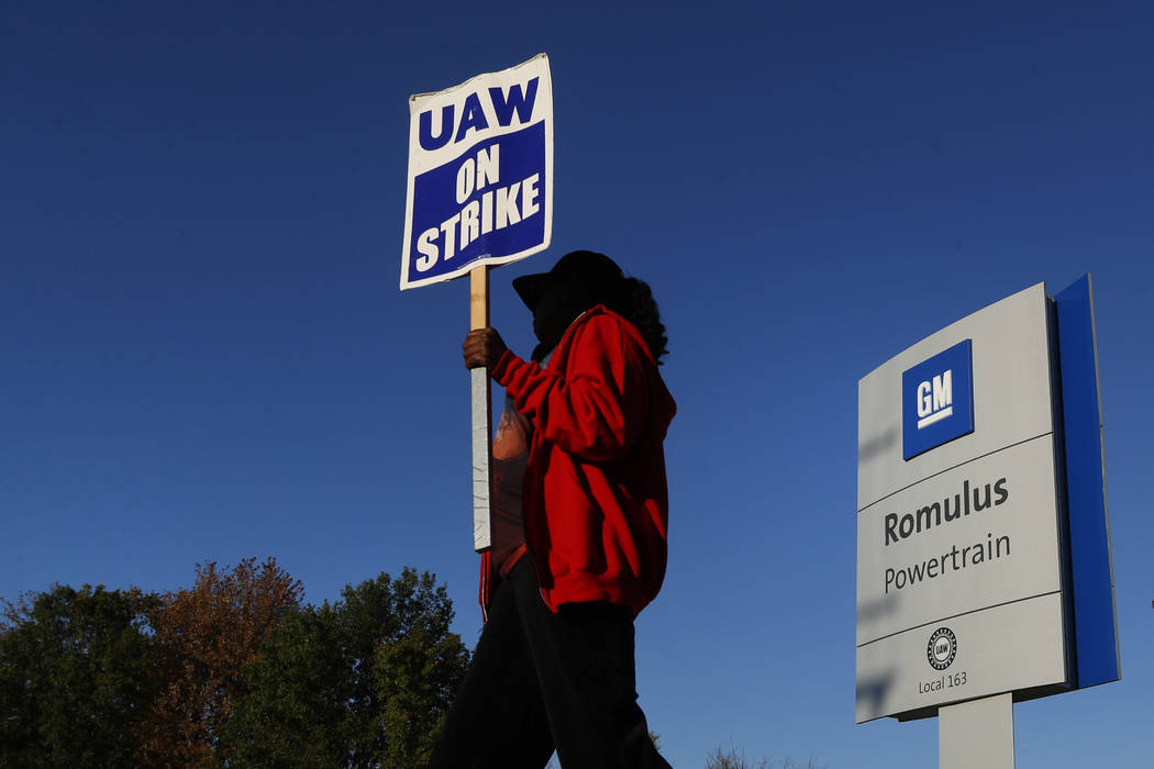 Yolanda Jacobs, a United Auto Workers member, walks the picket line at the General Motors Romul ...
