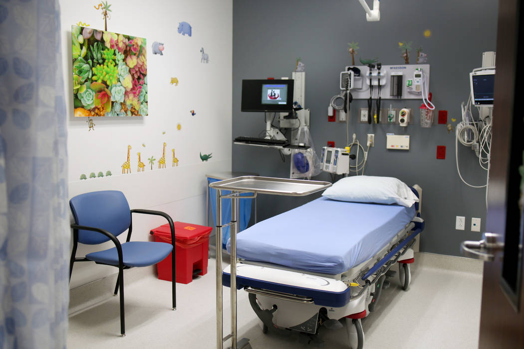An examination room specially decorated to comfort younger patients at Valley Health System's n ...
