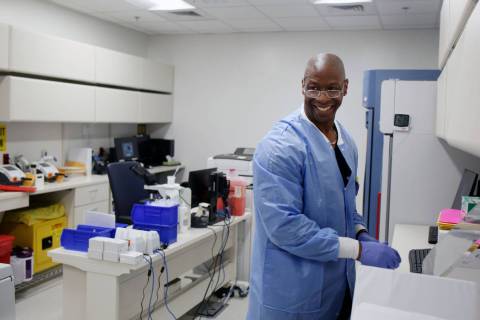 Lead medical tech Vaughn Fredieu works in the on-site laboratory at Valley Health System's new ...