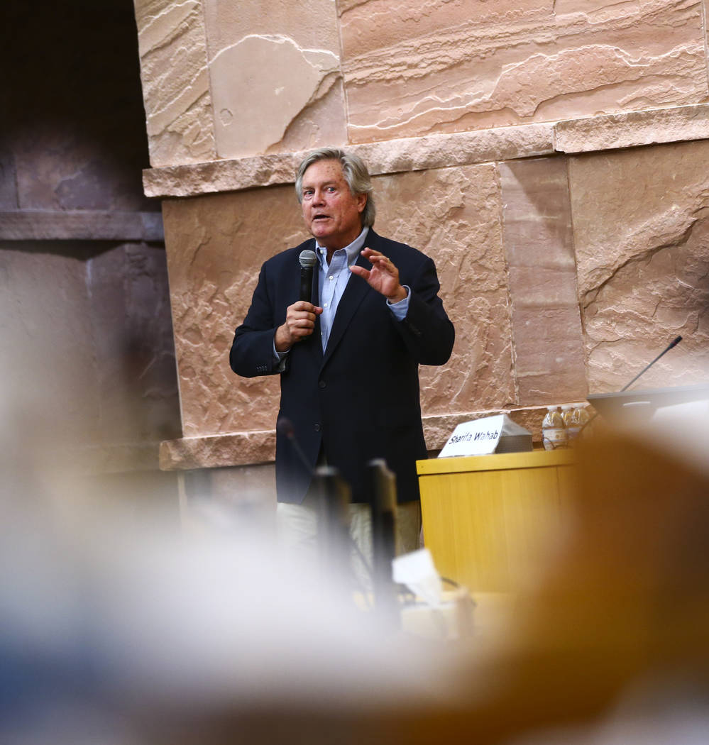 Clark County Commissioner Tick Segerblom speaks during the inaugural meeting of the 15-member A ...