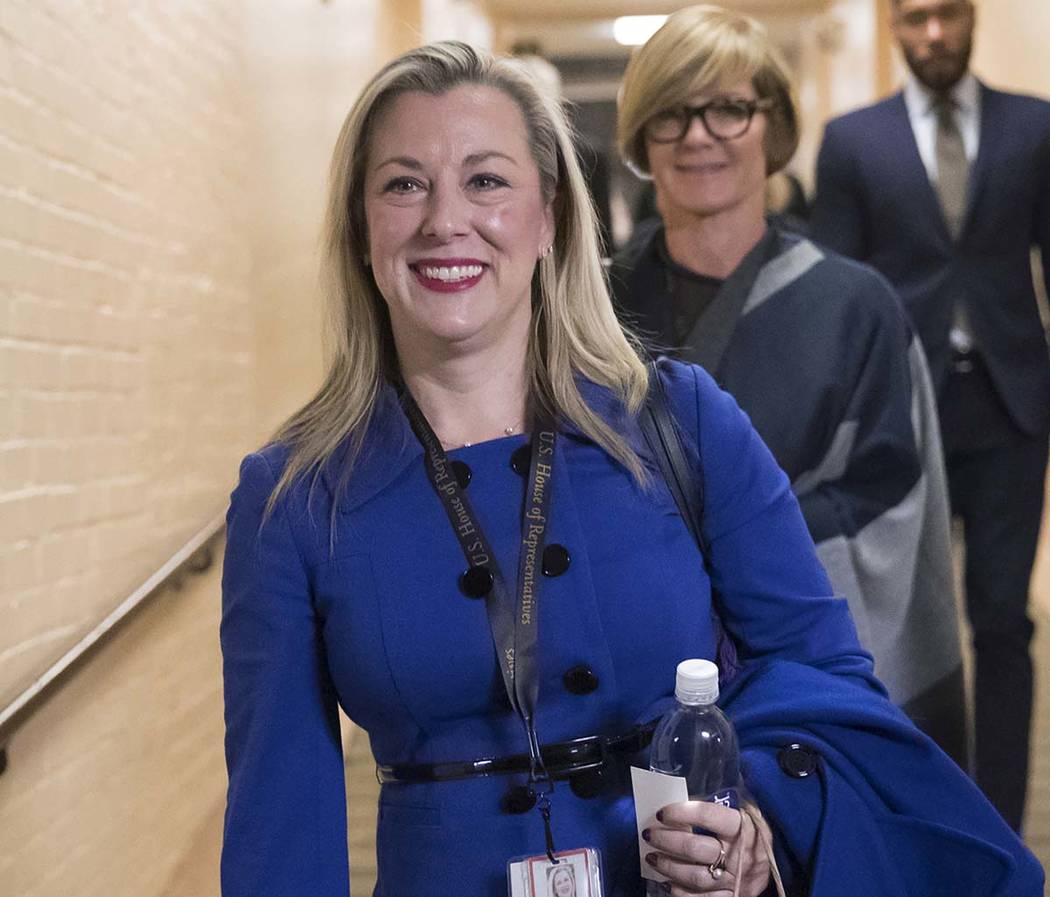 In this Nov. 15, 2018, file photo, Kendra Horn, D-Okla., walks through the basement of the Capi ...