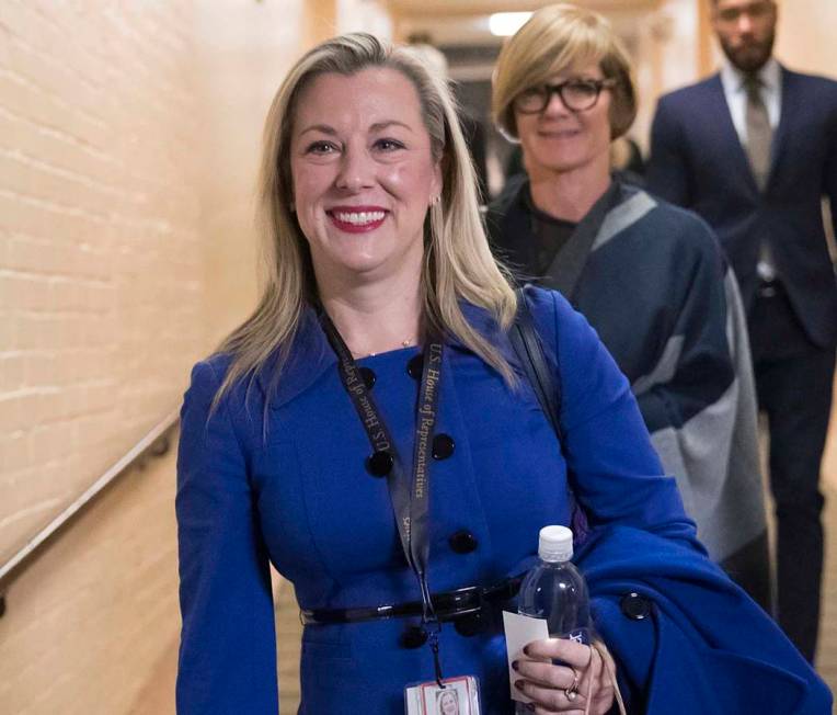 In this Nov. 15, 2018, file photo, Kendra Horn, D-Okla., walks through the basement of the Capi ...