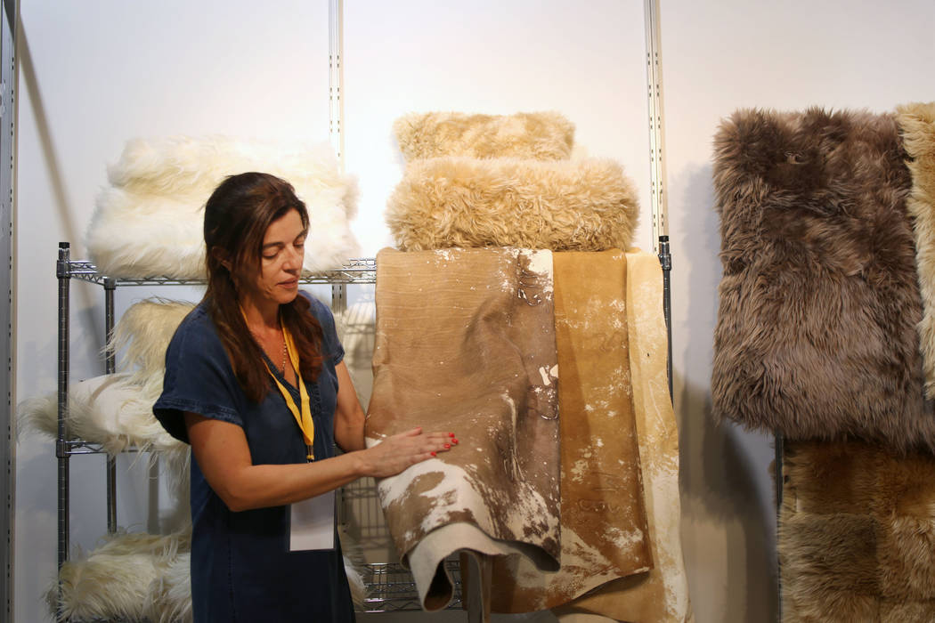 Owner of Pitcuca Leathers + Furs Paula Saad of Argentina discusses their leather during the med ...