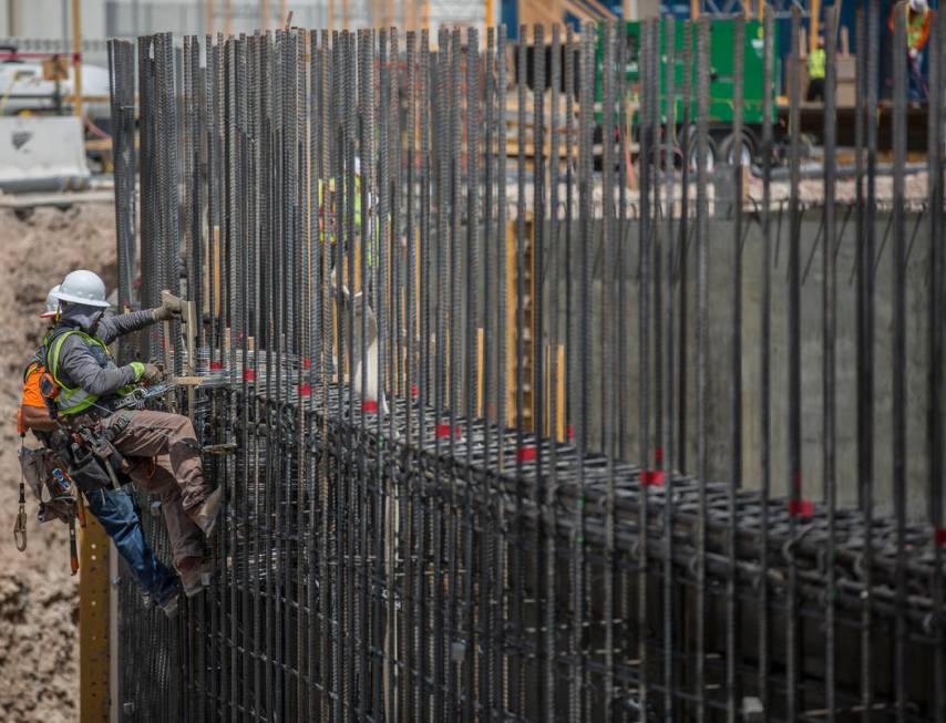 Construction continues on the MSG Sphere at The Venetian on Tuesday, July 23, 2019, in Las Vega ...