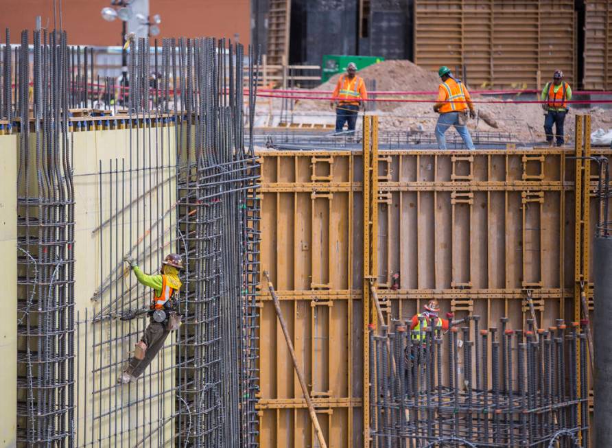 Construction continues on the MSG Sphere at The Venetian on Tuesday, July 23, 2019, in Las Vega ...