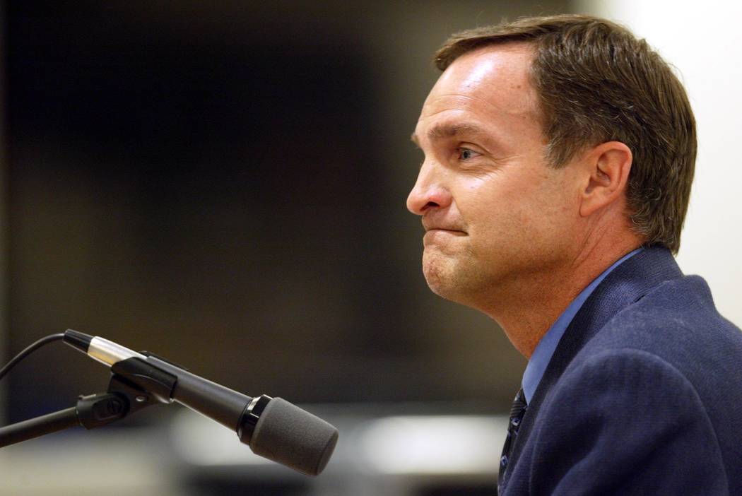 Proposed UNLV men's basketball coach Lon Kruger answers questions during a University and Commu ...