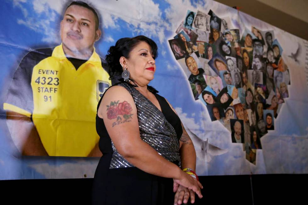 Angelica Cervantes, mother of Erick Silva, a security guard who was shot trying to help people ...