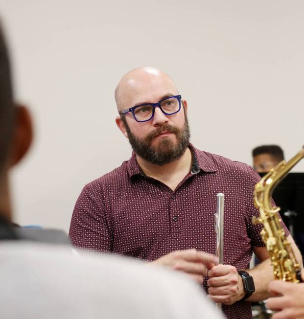 Director of the conservatory of Pinecrest Academy of Nevada, Chuck Maguire, teaches his Advance ...