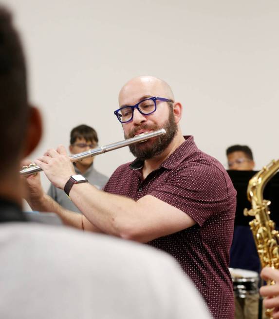 Director of the conservatory of Pinecrest Academy of Nevada, Chuck Maguire, teaches his Advance ...