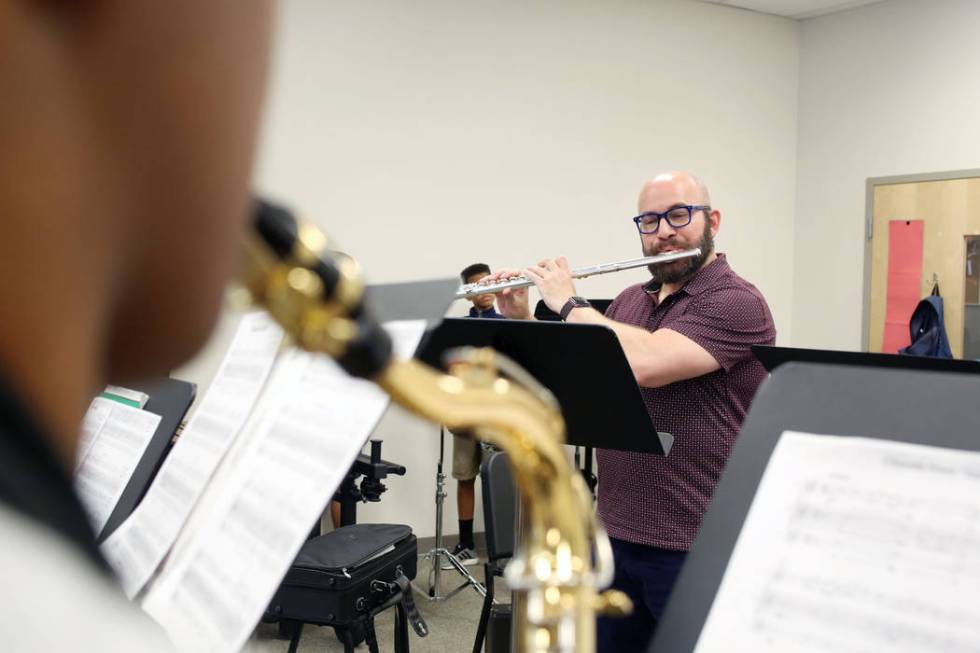 Director of the conservatory of Pinecrest Academy of Nevada, Chuck Maguire, teaches his Advance ...