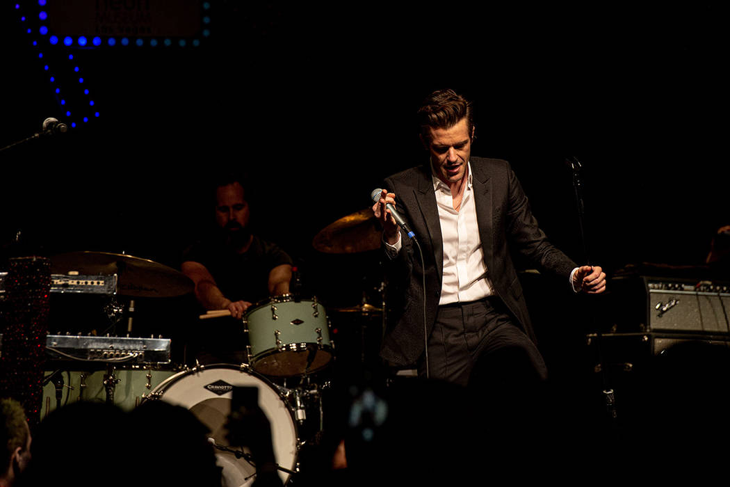 Brandon Flowers of The Killers performs at The Neon Museum's annual Boneyard Ball at Encore in ...