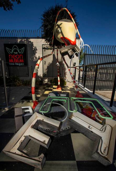 Art piece "Alien Ex" by Tim Burton in his Lost Vegas art exhibition at the Neon Museu ...