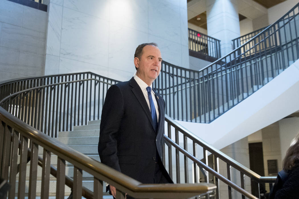 House Intelligence Committee Chairman Rep. Adam Schiff, of Calif., arrives on Capitol Hill in W ...