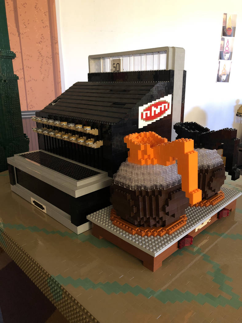 A full-size cash register and coffee pots are included in the Lego Central Perk. (Nathan Sawaya)