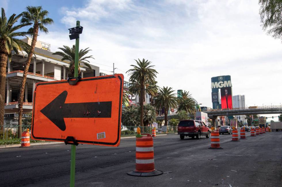 The right most lane of Las Vegas Boulevard at Park Avenue is restricted for the construction of ...