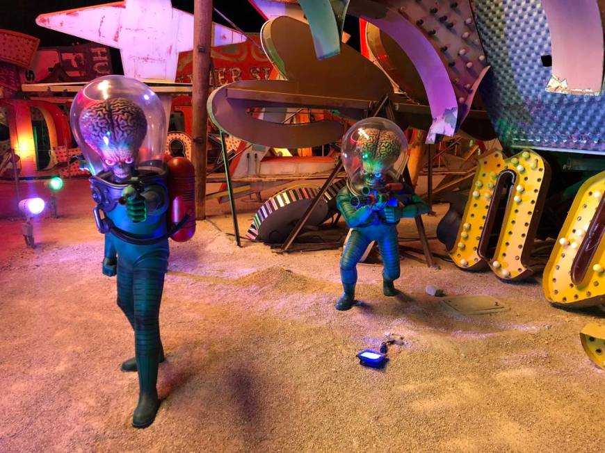 Martians from "Mars Attacks!" at “Lost Vegas: Tim Burton @ The Neon Museum presented by the E ...