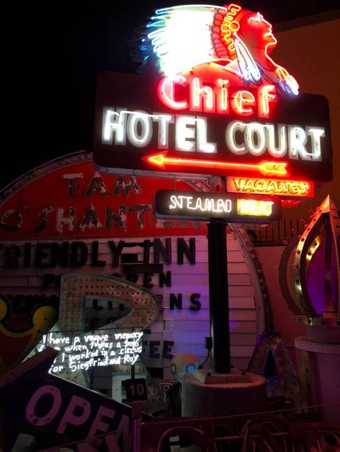 "Penguin Boy" lurks inconspicuously in a corner at “Lost Vegas: Tim Burton @ The Neon Museum ...