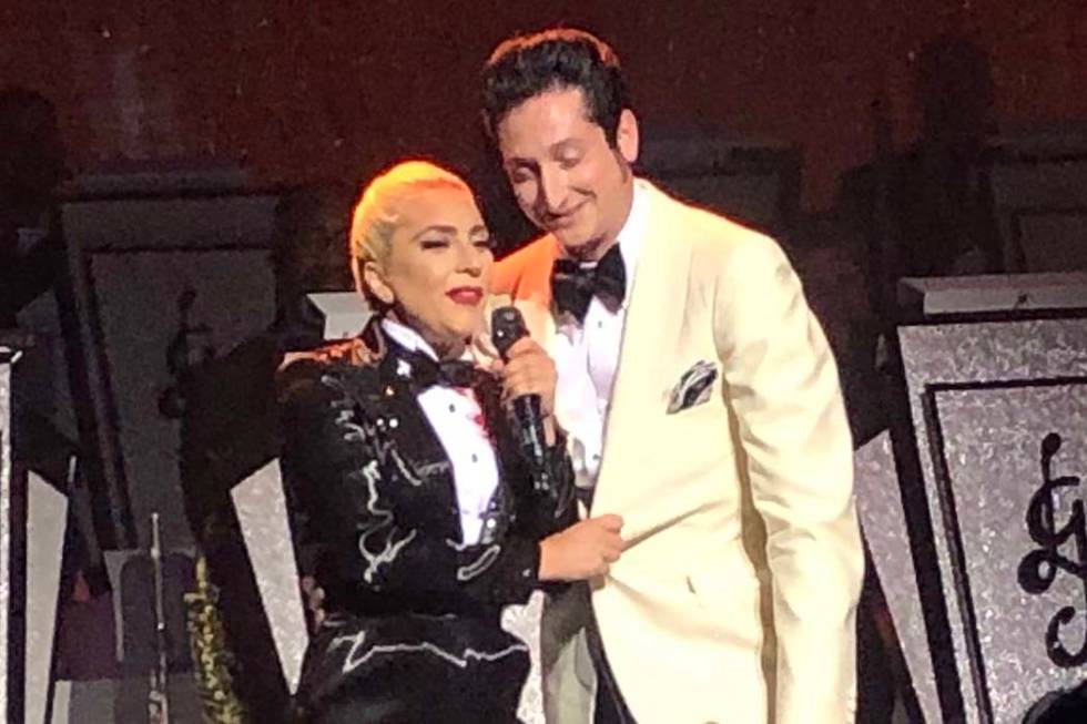 Lady Gaga and Brian Newman perform at Park Theater on Sunday, June 10, 2019. (John Katsilometes ...