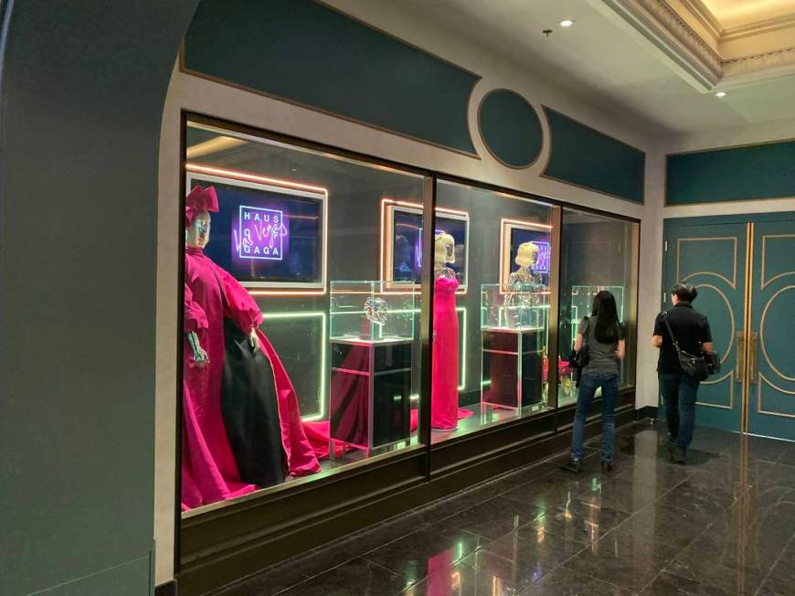 A look at a display case at Haus of Gaga as it is being updated at Park Theater at Park MGM on ...