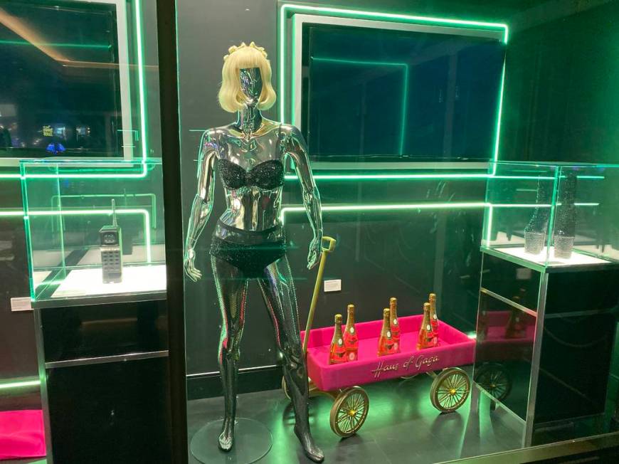 A look at a display case at Haus of Gaga as it is being updated at Park Theater at Park MGM on ...