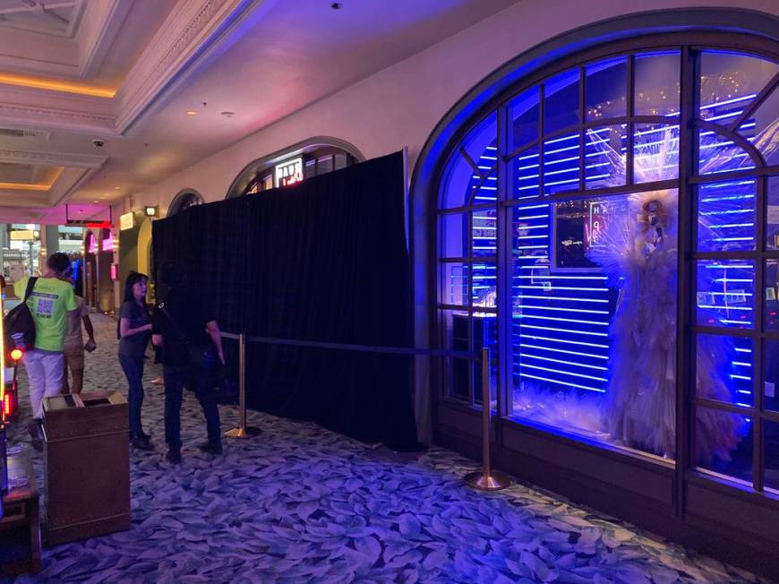 A look at the curtained-off entrance of Haus of Gaga as it is being updated at Park Theater at ...