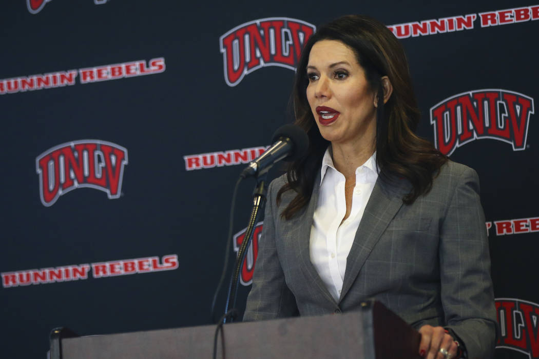 UNLV athletic director Desiree Reed-Francois said she needs to be convinced a move from an 18- ...