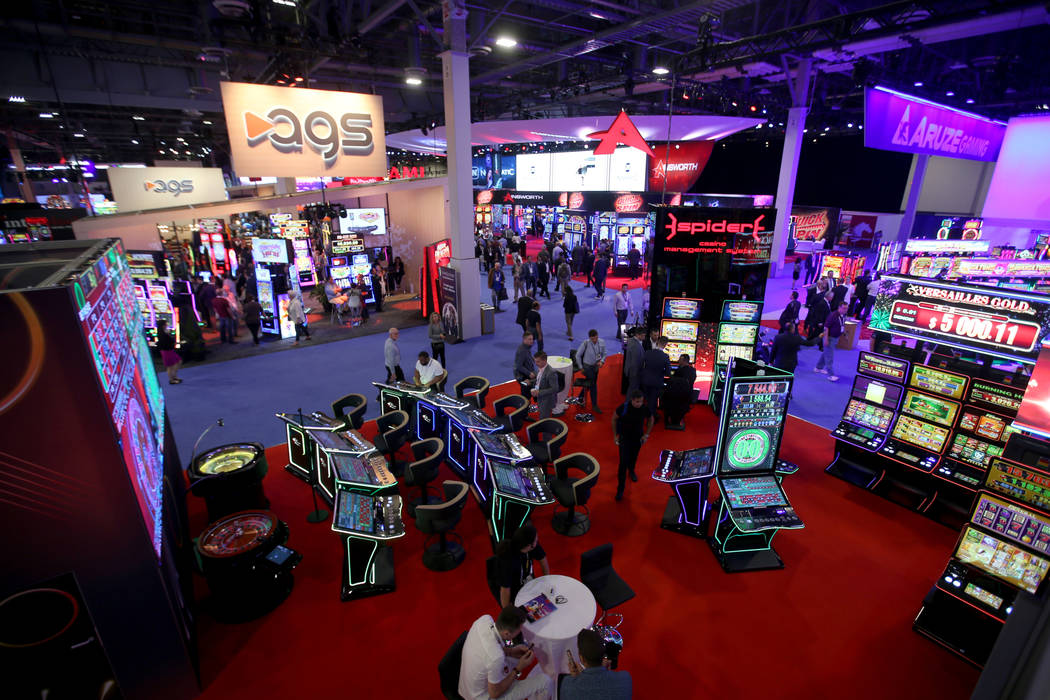 The EGT Multiplayer booth at the 2019 Global Gaming Expo at the Sands Expo and Convention Cente ...