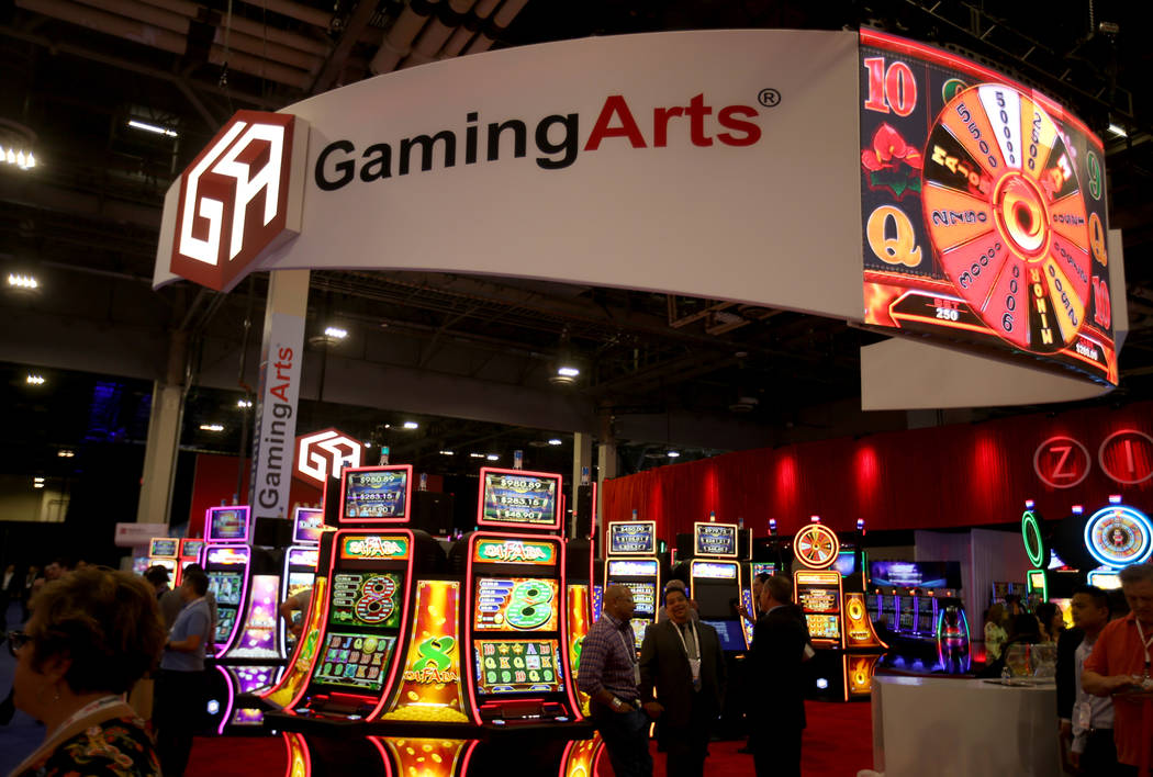 The Gaming Arts booth at the 2019 Global Gaming Expo at the Sands Expo and Convention Center in ...