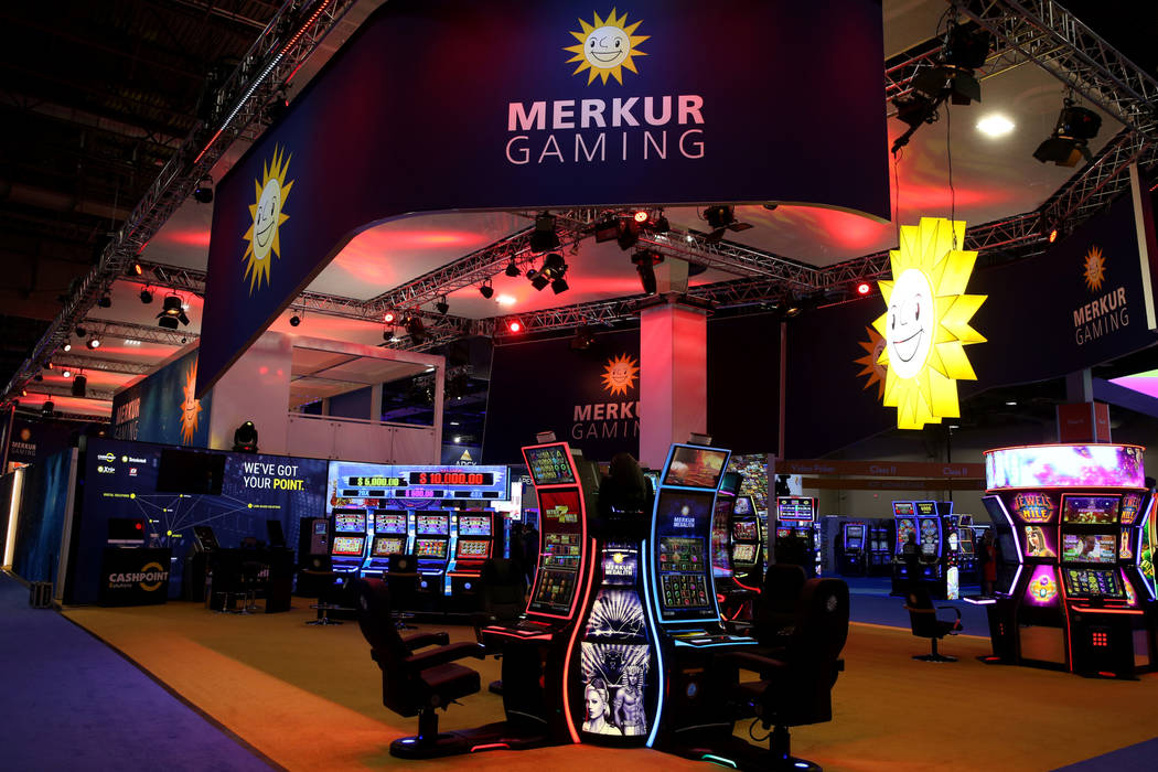 The Merkur Gaming booth at the 2019 Global Gaming Expo at the Sands Expo and Convention Center ...