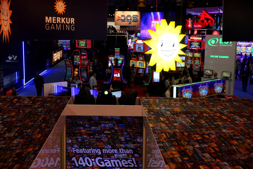 The view from the Merkur Gaming booth at the 2019 Global Gaming Expo at the Sands Expo and Conv ...